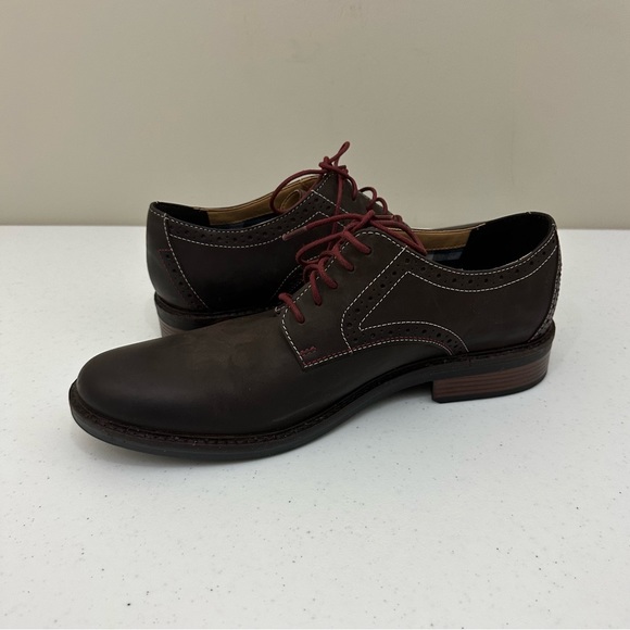 SALE! Men’s Bostonian Lace Up Brown Oxford Dress Shoes Size 9.5 w Maroon Laces - Picture 4 of 16